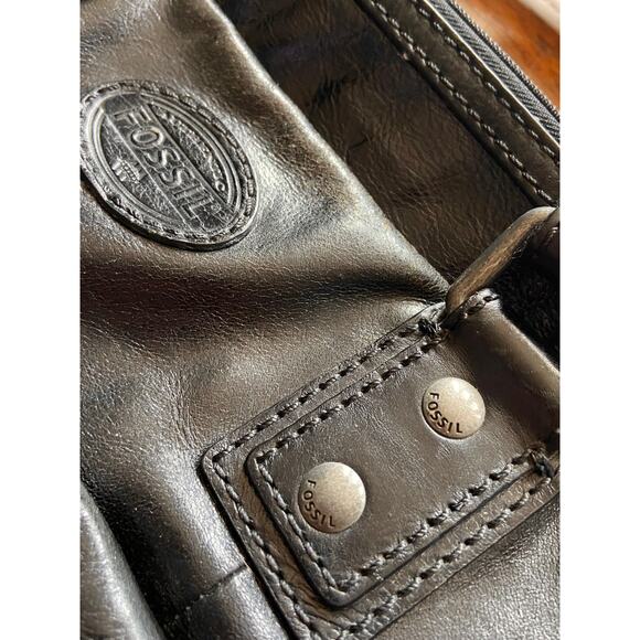 FOSSIL Black Leather Padded Mens Attache - Picture 4 of 12